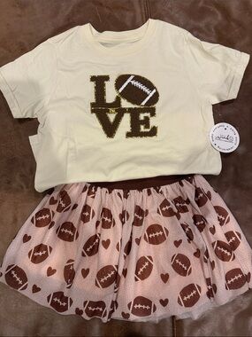 Girls Tulle Football skirt with matching t-shirt